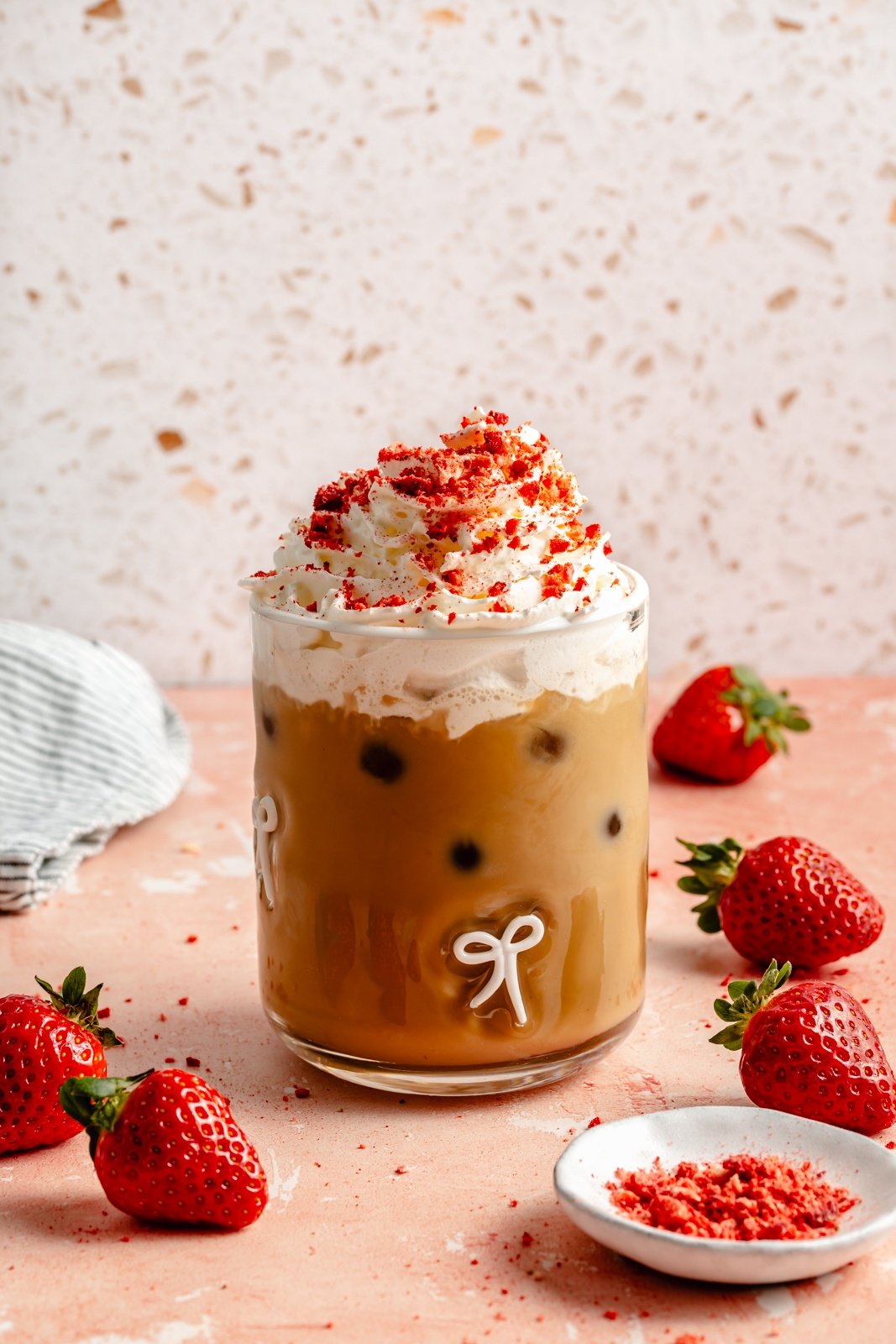 berry chantilly latte in a glass