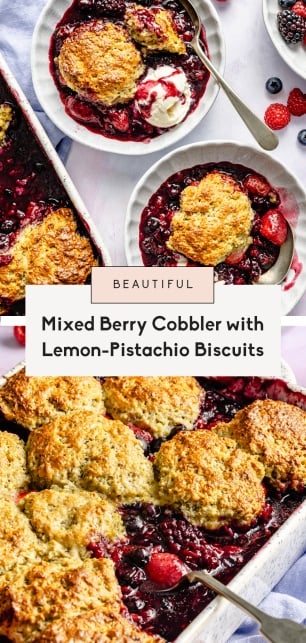 collage of the best berry cobbler recipe