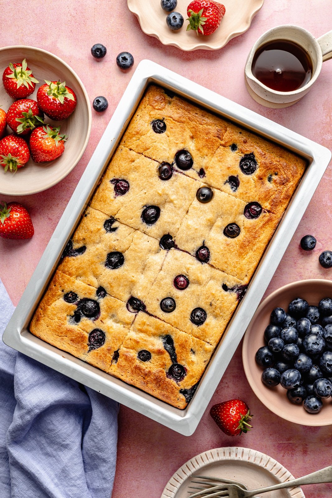 protein breakfast cake in a pan