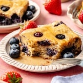 slice of protein breakfast cake on a plate