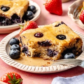slice of protein breakfast cake on a plate