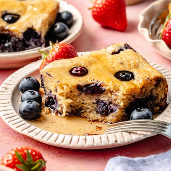 slice of protein breakfast cake on a plate