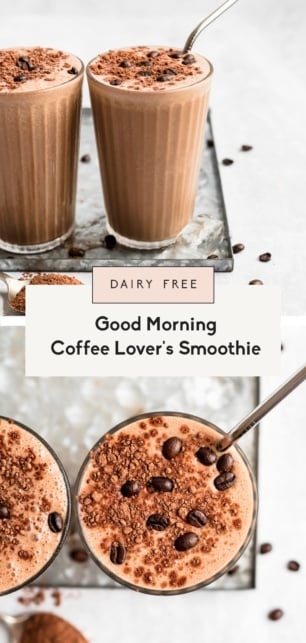 collage of a healthy coffee smoothie recipe