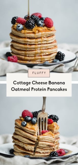 collage of cottage cheese pancakes