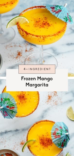 collage of a frozen mango margarita
