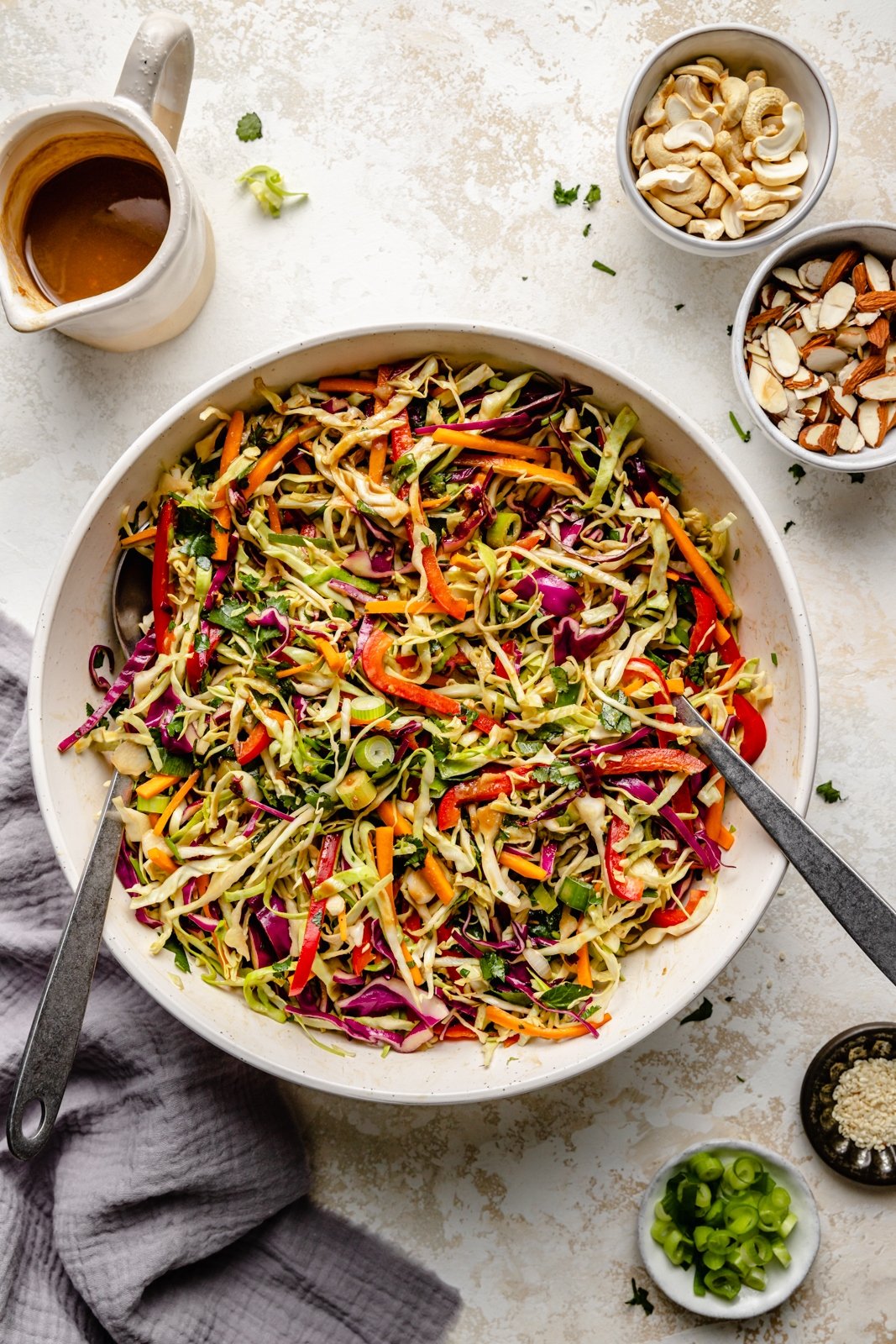 easy sesame chicken salad in a bowl