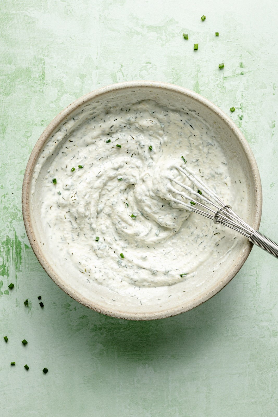 greek yogurt ranch whisked in a bowl
