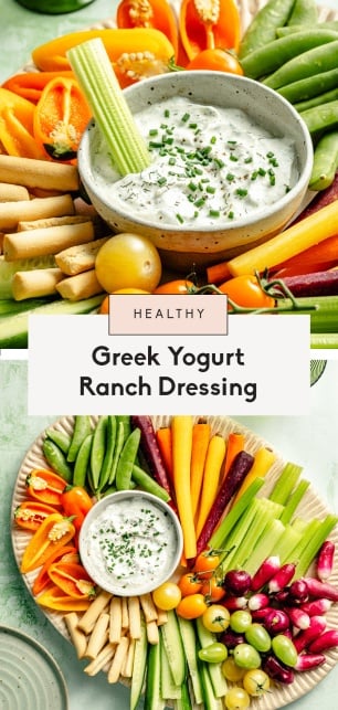 collage of healthy ranch dressing