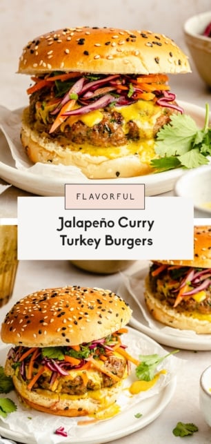 collage of curry turkey burgers