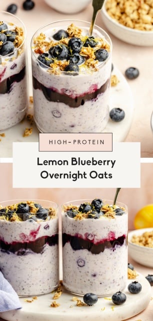 collage of lemon blueberry overnight oats