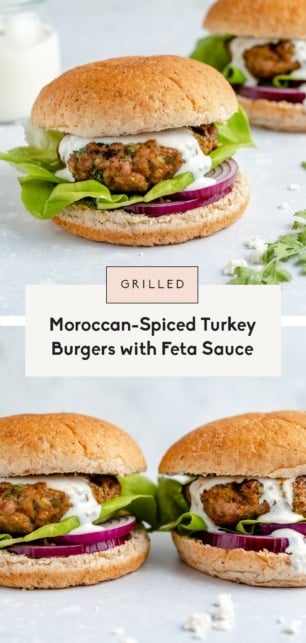 collage of moroccan spiced turkey burgers