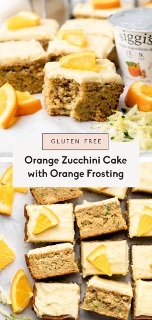 collage of an orange zucchini cake