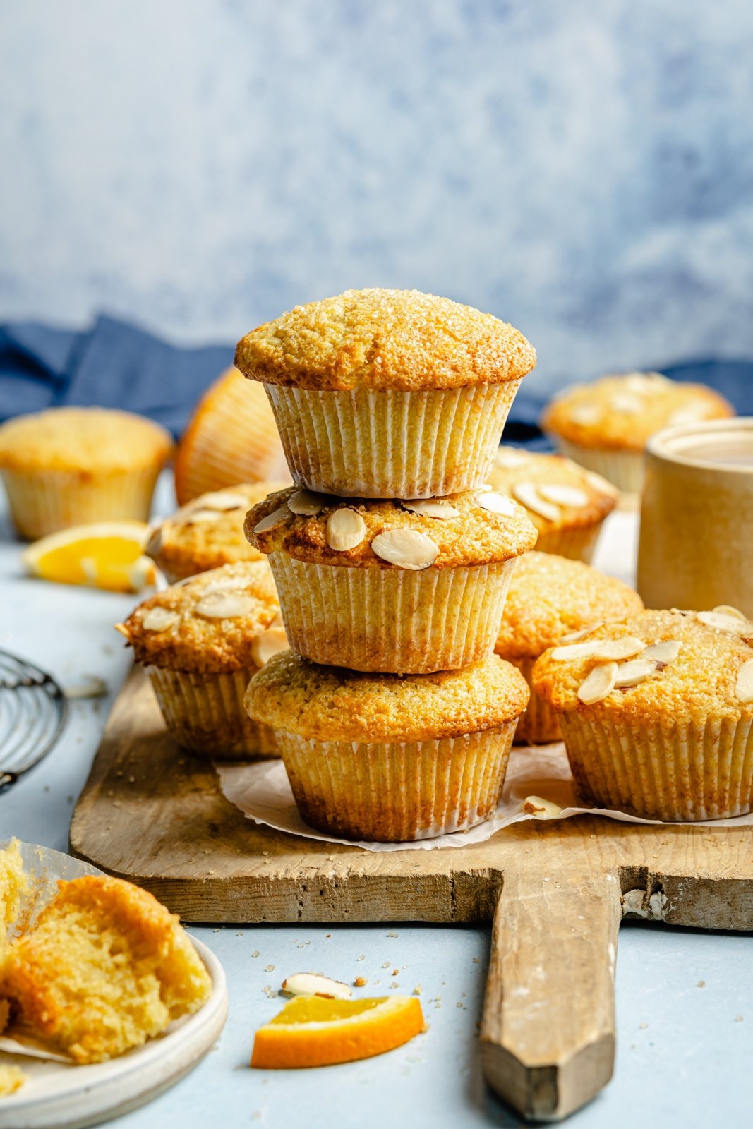 the best orange muffins in a stack
