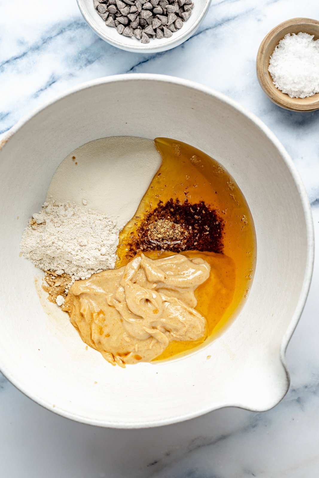 ingredients for cookie dough energy bites in a bowl