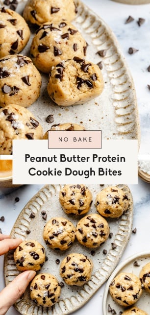 collage of protein cookie dough bites