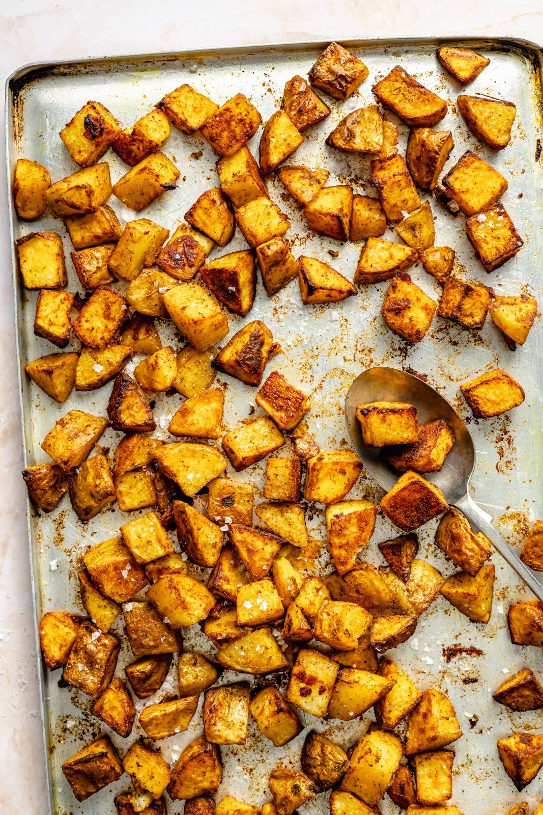 roasted breakfast potatoes on a sheet pan