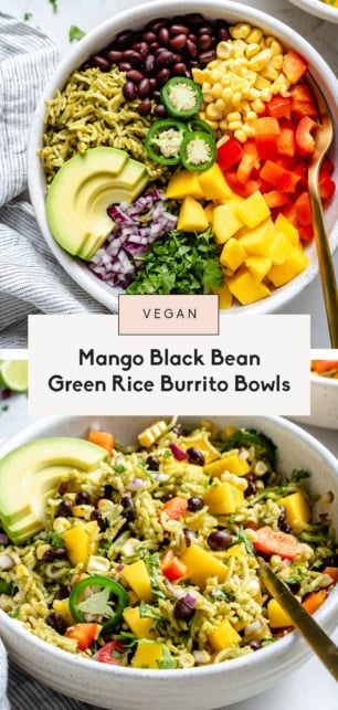 collage of vegan green rice bowls